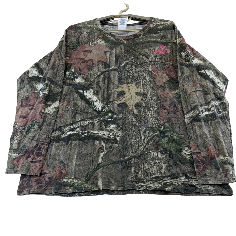 Mossy Oak Shirt Womens XL Camo Break-Up Infinity Long Sleeve Pink Logo Outdoor